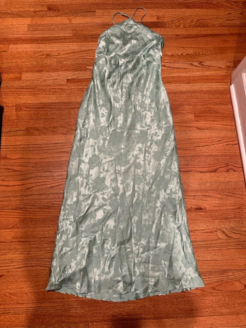 Delicate Mint Floral Maxi Slip Dress with Spaghetti Straps